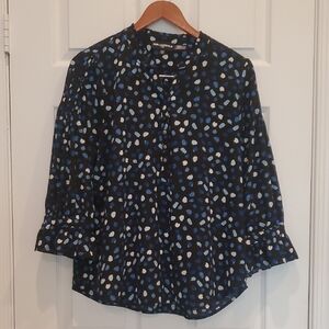 Karl Lagerfeld Black and Blue Patterned Blouse